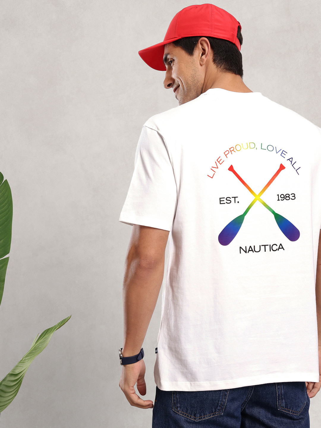 Nautica Pride Collection Brand Logo Printed Pure Cotton Relaxed Fit T-shirt