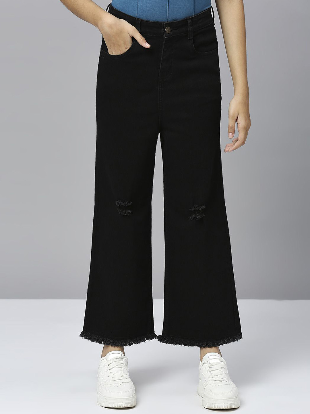 JUSTICE Girls Flared Slash Knee Jeans