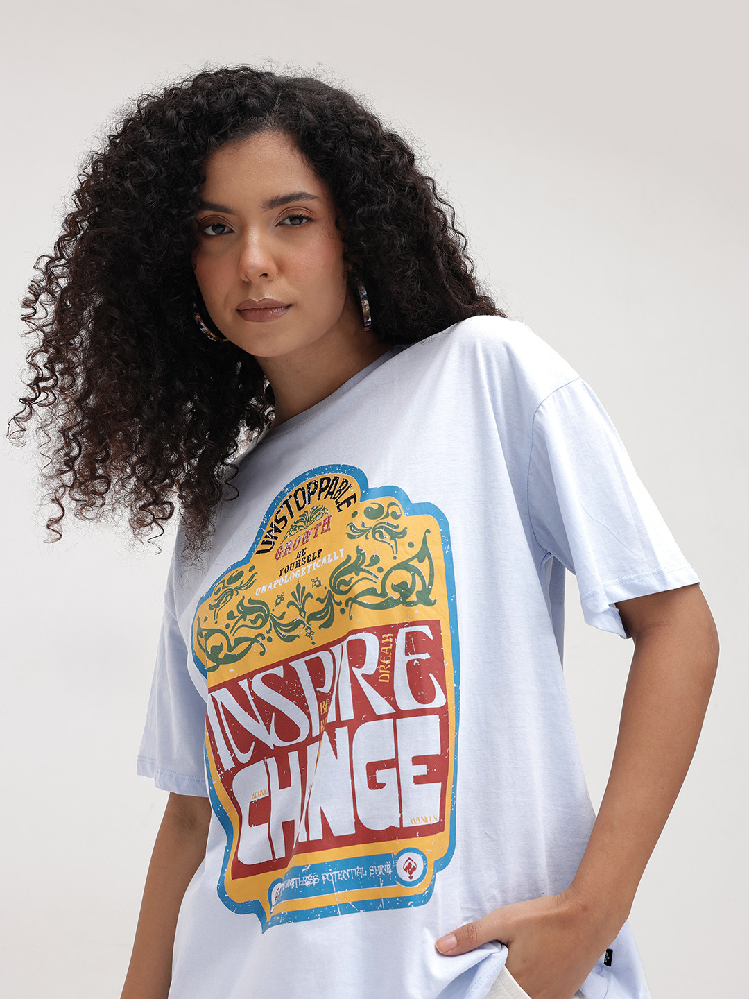The Roaster Life Co. Typography Printed Drop-Shoulder Sleeves Pure Cotton Oversized T-shirt