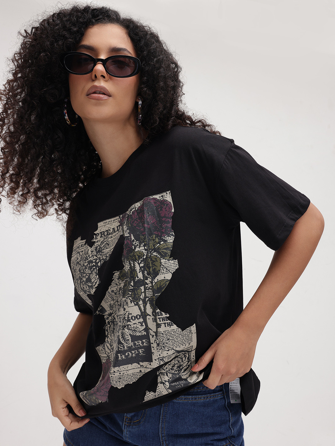 The Roaster Life Co. Printed Drop-Shoulder Sleeves Pure Cotton Oversized T-shirt