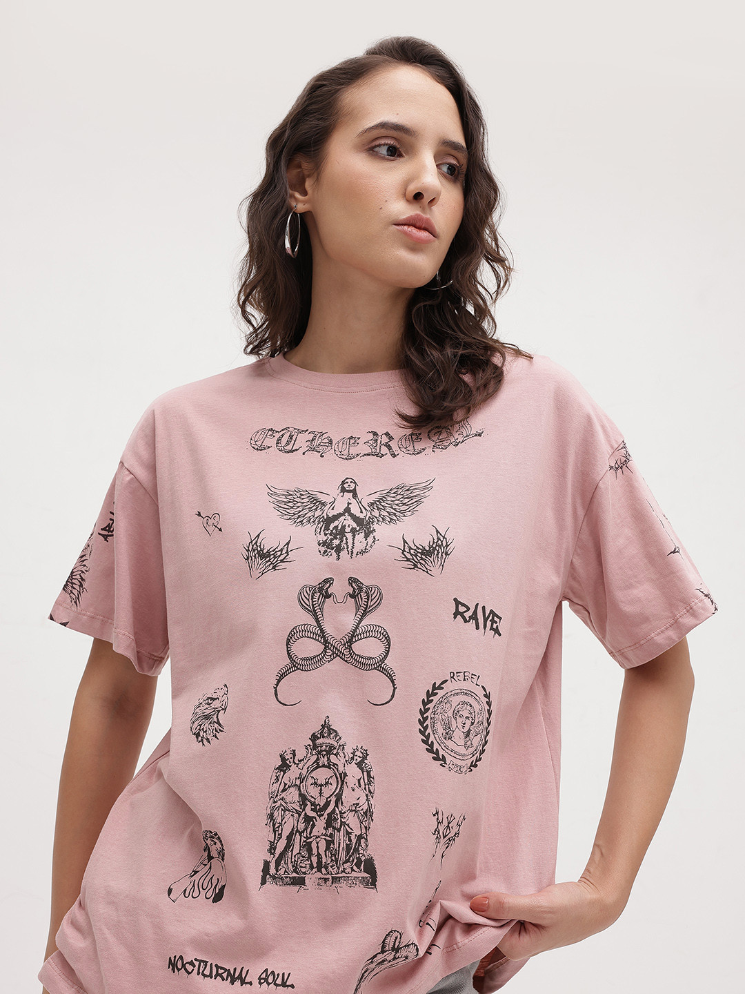 The Roadster Life Co. Typography Printed Pure Cotton Oversized T-shirt