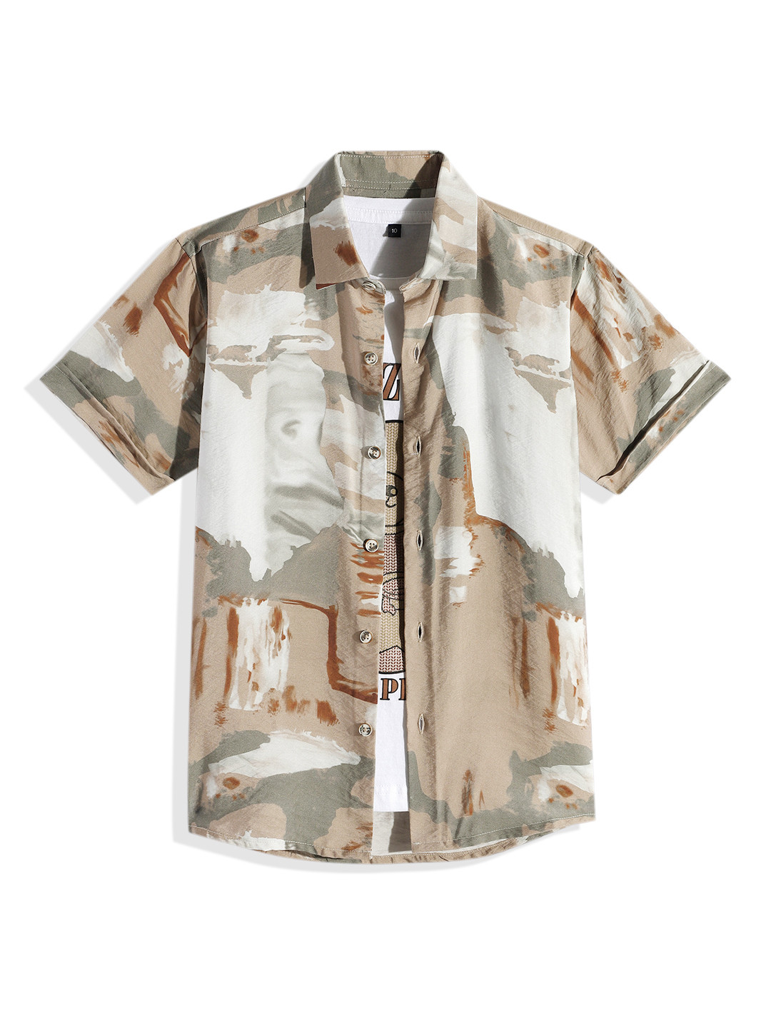 CAVIO Boys Comfort Abstract Printed Casual Shirt with Graphic Printed Tshirt