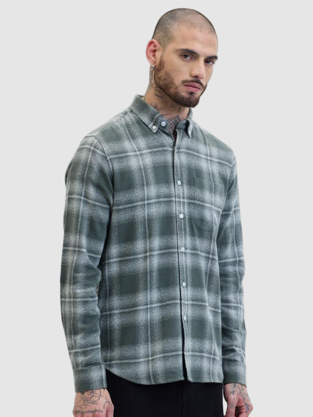 Snitch Men Smart Slim Fit Other Checked Cotton Casual Shirt