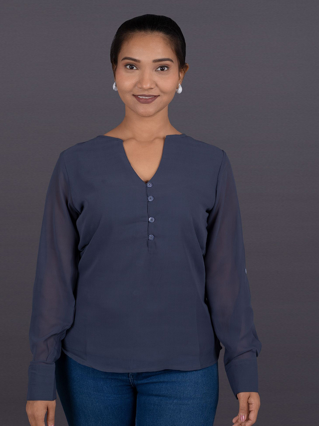 La Aimee Women Georgette Shirt Style Top