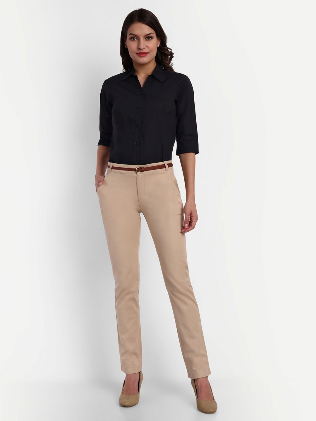Blue Ronin Women Standard Spread Collar Solid Cotton Formal Shirt