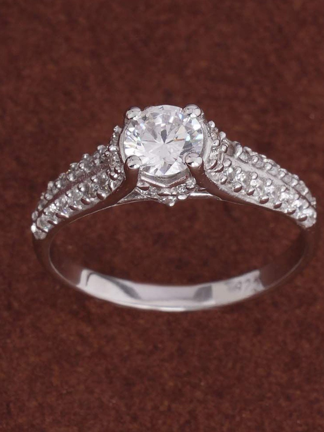 PALMONAS Rhodium-Plated 925 Sterling Silver Anti Tarnish Crimson Love Ring for Womens