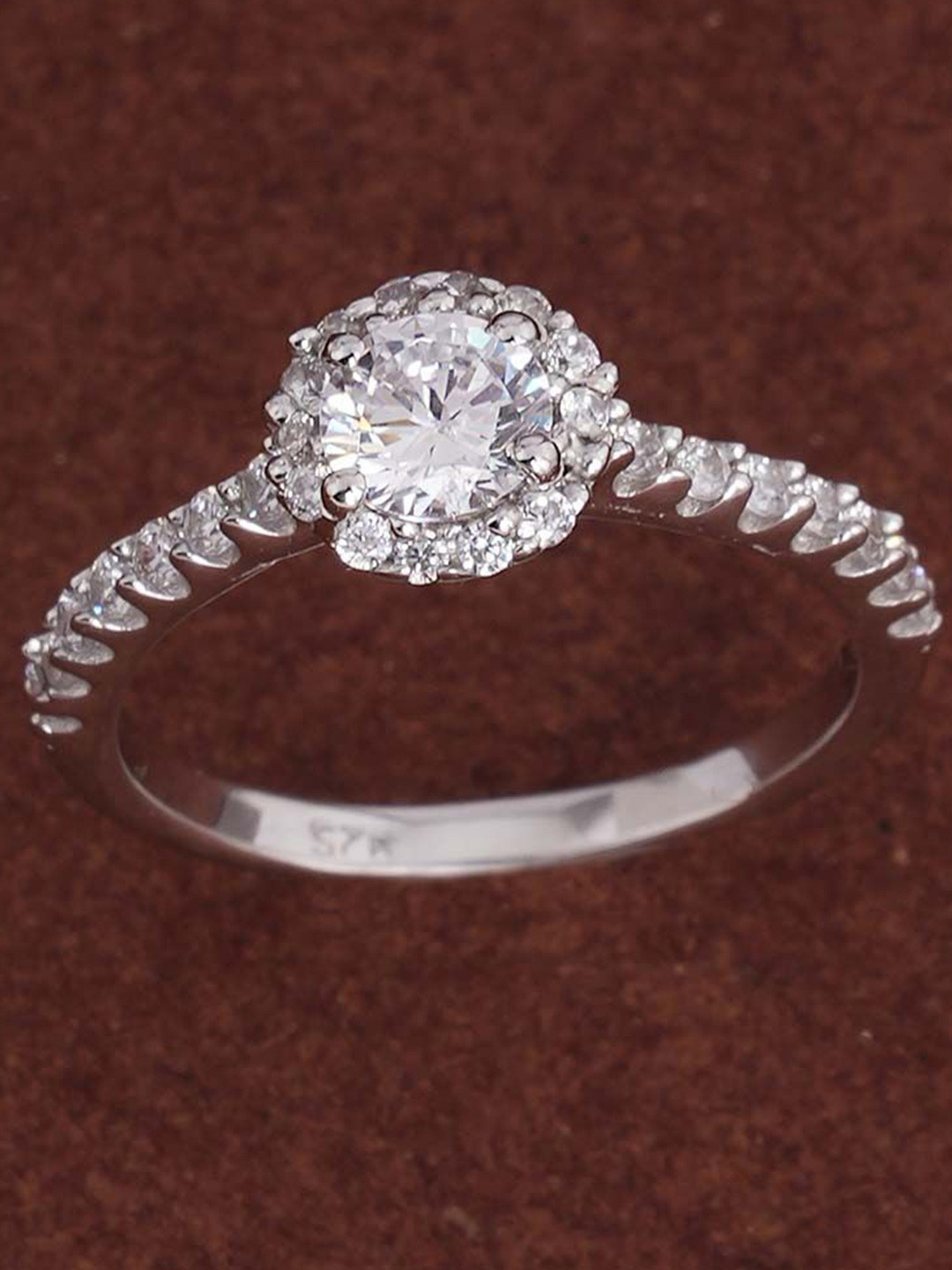 PALMONAS Rhodium-Plated 925 Sterling Silver Anti Tarnish Promise of Love Ring for Womens