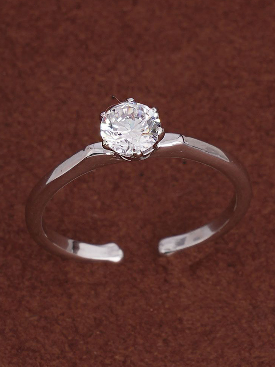 PALMONAS Rhodium-Plated 925 Sterling Silver Anti Tarnish Solitaire Beauty Ring for Womens