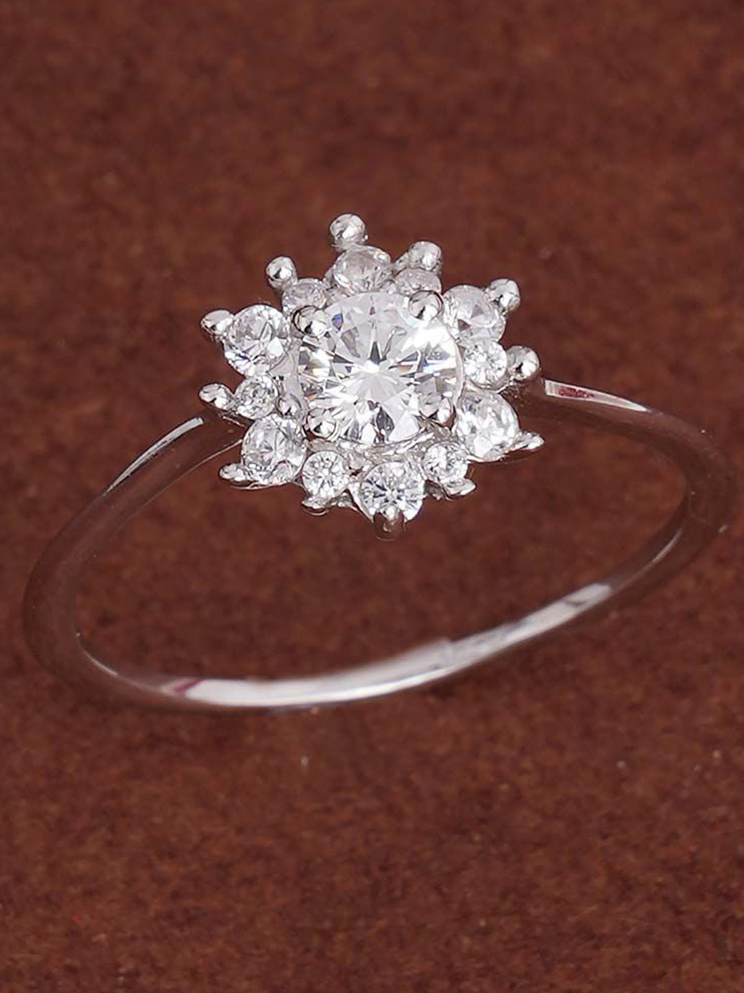 PALMONAS Rhodium-Plated 925 Sterling Silver Anti Tarnish Blooming Romance Ring for Womens