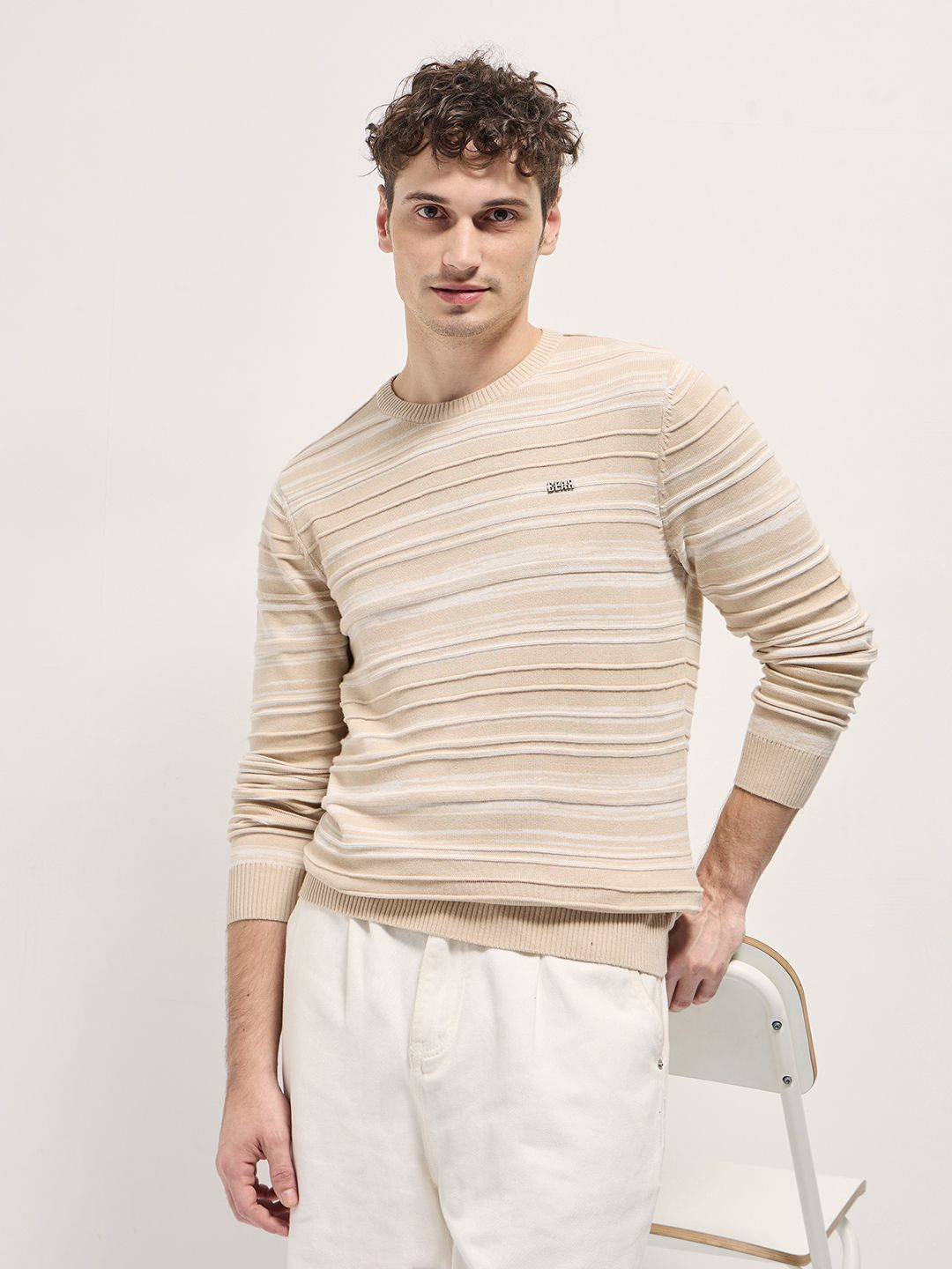 THE BEAR HOUSE Striped Pure Cotton Sweater