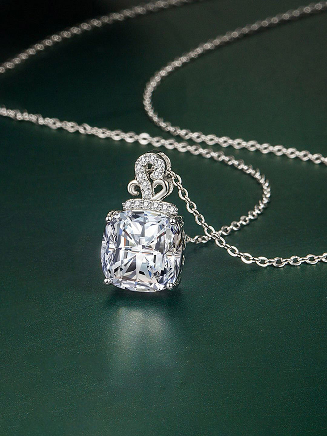 Jewels Galaxy Silver-Plated American Diamond Studded Spherical Pendant With Chain