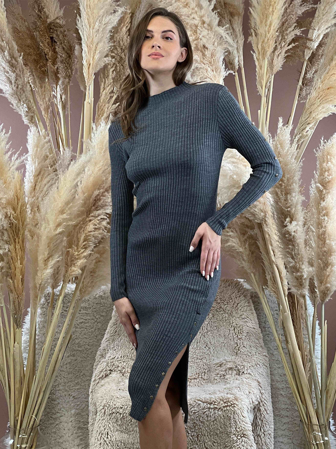 Fashion Gaiia Women Woollen Jumper Dress