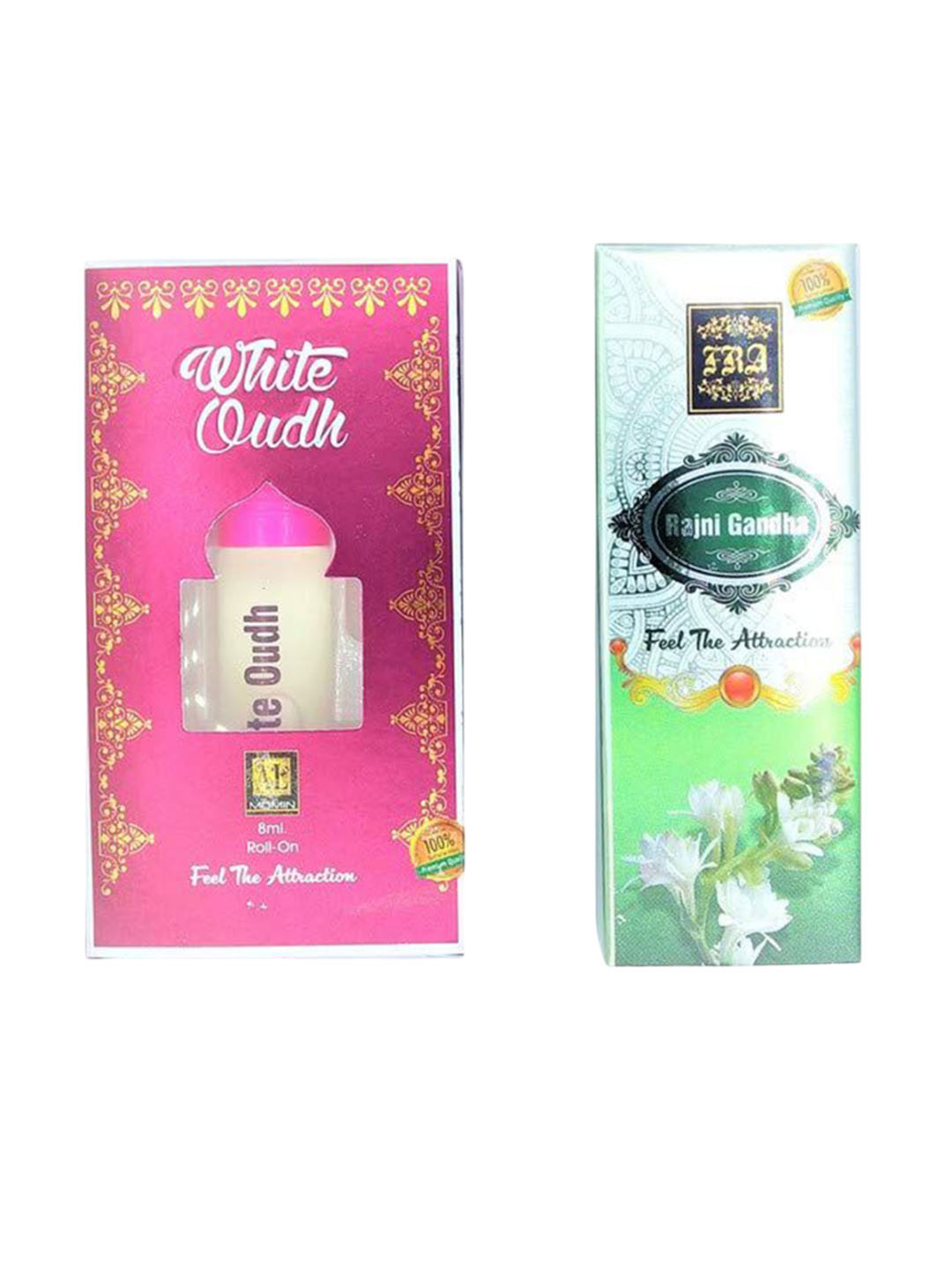 RAVIOUR LIFESTYLE Set Of 2 Rajni Gandha & White Oudh Non-Alcoholic Roll On Attar-8ml Each
