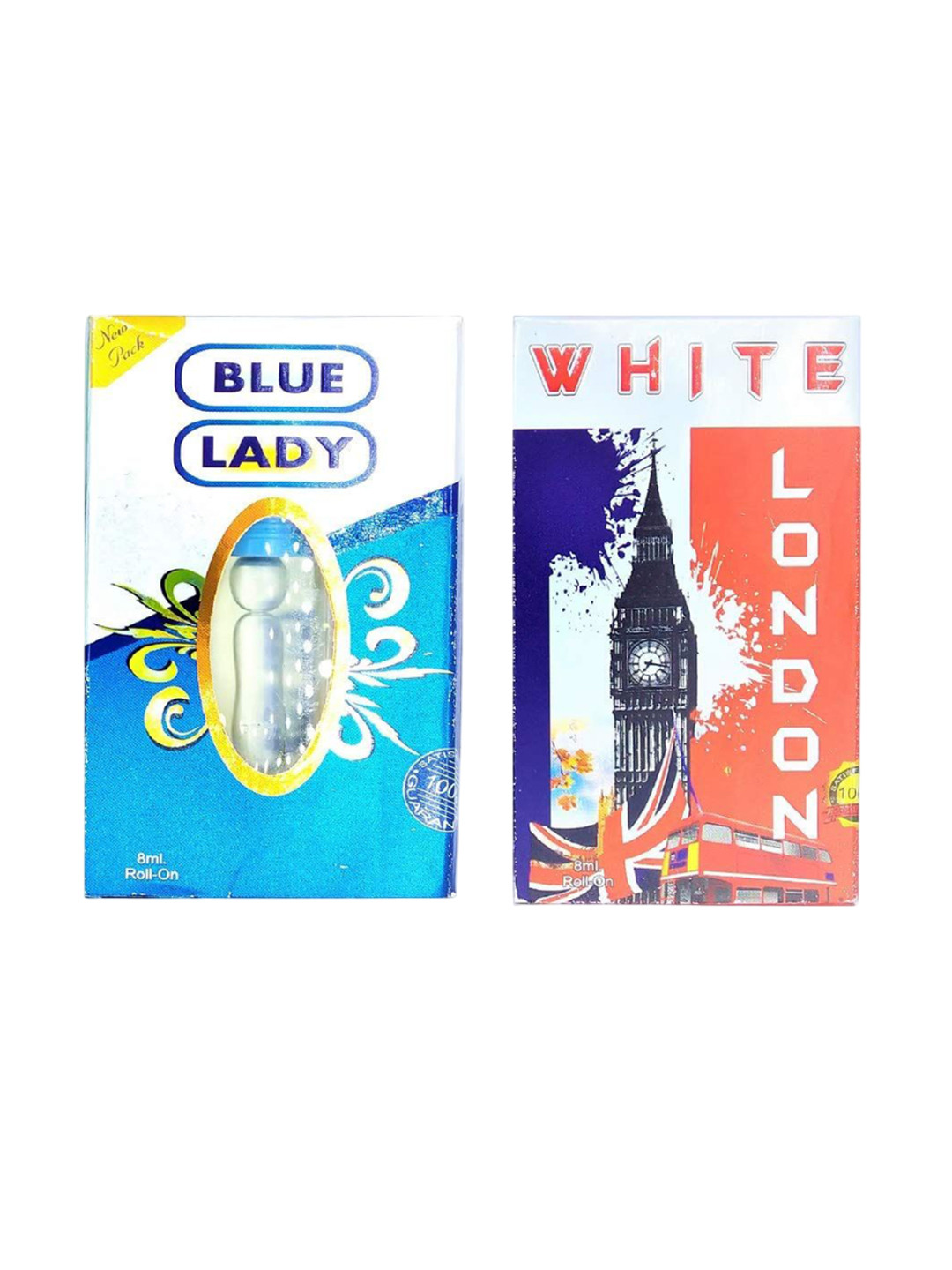 RAVIOUR LIFESTYLE Set Of 2 Blue Lady & White London Alcohol Free Attar - 8 ml Each