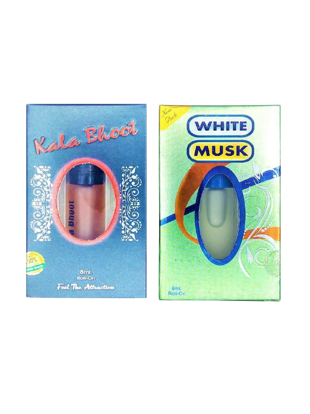 RAVIOUR LIFESTYLE Set Of 2 White Musk Attar & Kala Bhoot Roll On Attar - 8 ml Each