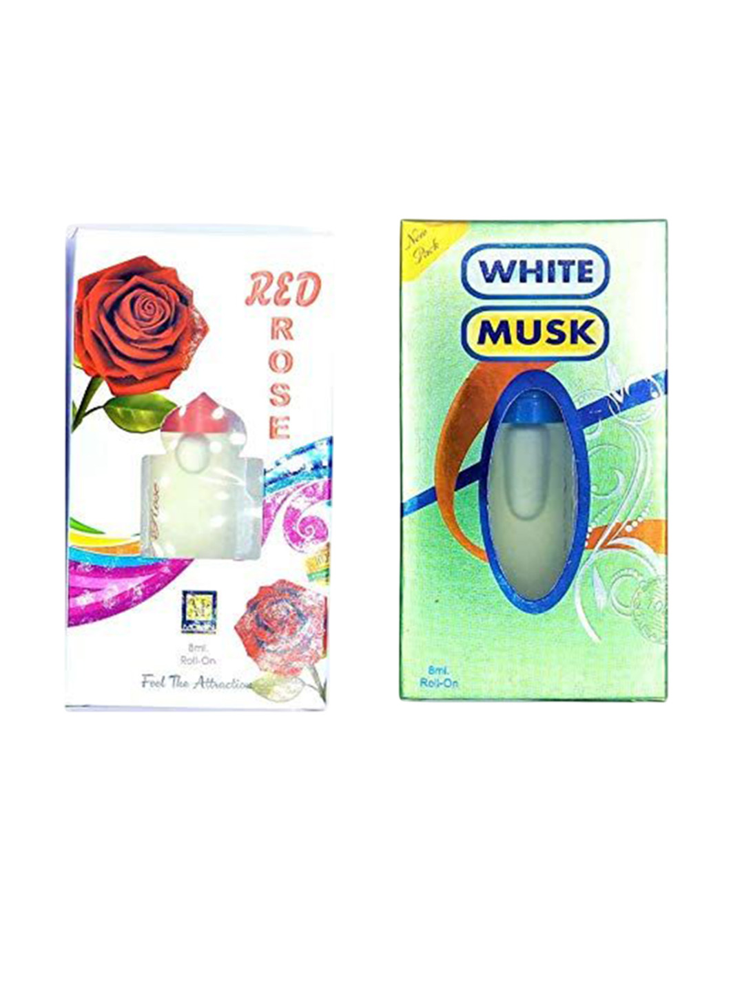 RAVIOUR LIFESTYLE Set Of 2 Red Rose & White Musk Alcohol Free Roll On Attar - 8 ml Each