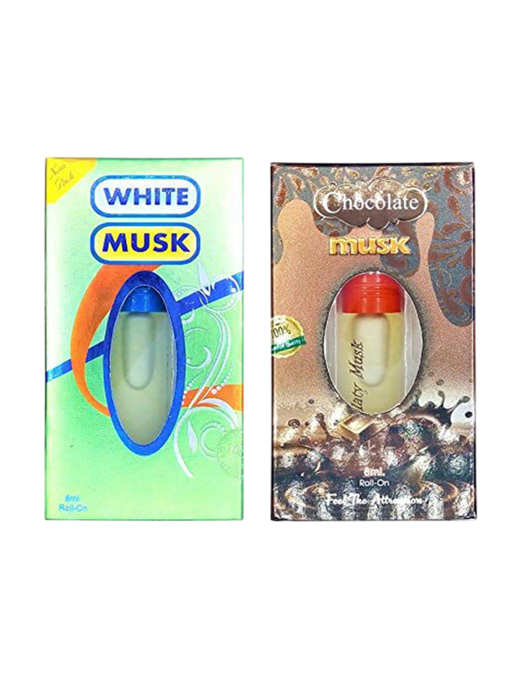 RAVIOUR LIFESTYLE Set Of 2 White Musk & Chocolate Musk Non-Alcoholic Attar - 8 ml Each
