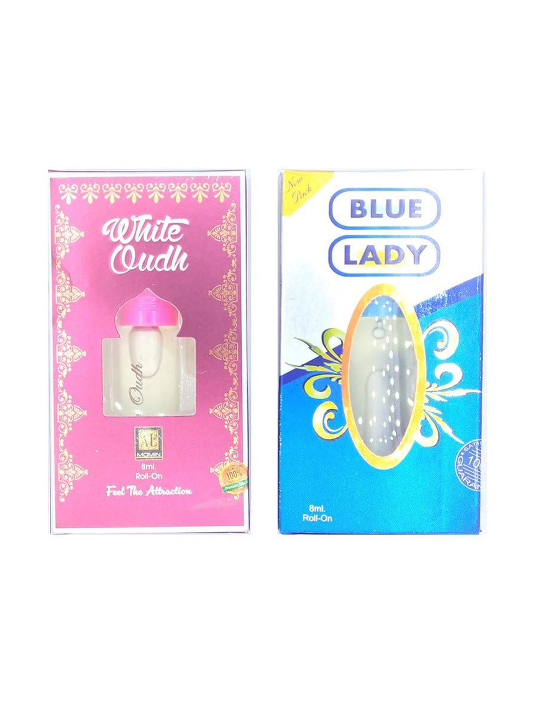 RAVIOUR LIFESTYLE Set Of 2 White Oudh & Blue Lady Non-Alcoholic Roll On Attar - 8 ml Each