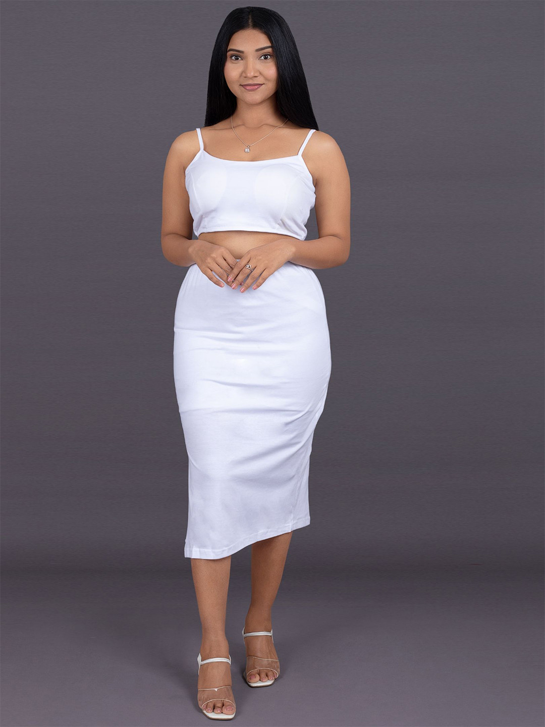 La Aimee Sleeveless Crop Top With Skirt