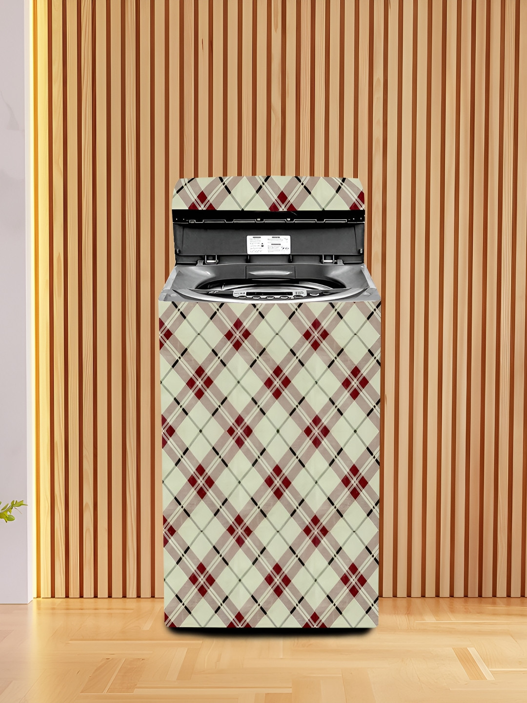 KANUSHI INDUSTRIES Beige & Brown Fully Automatic Washing Machine Cover
