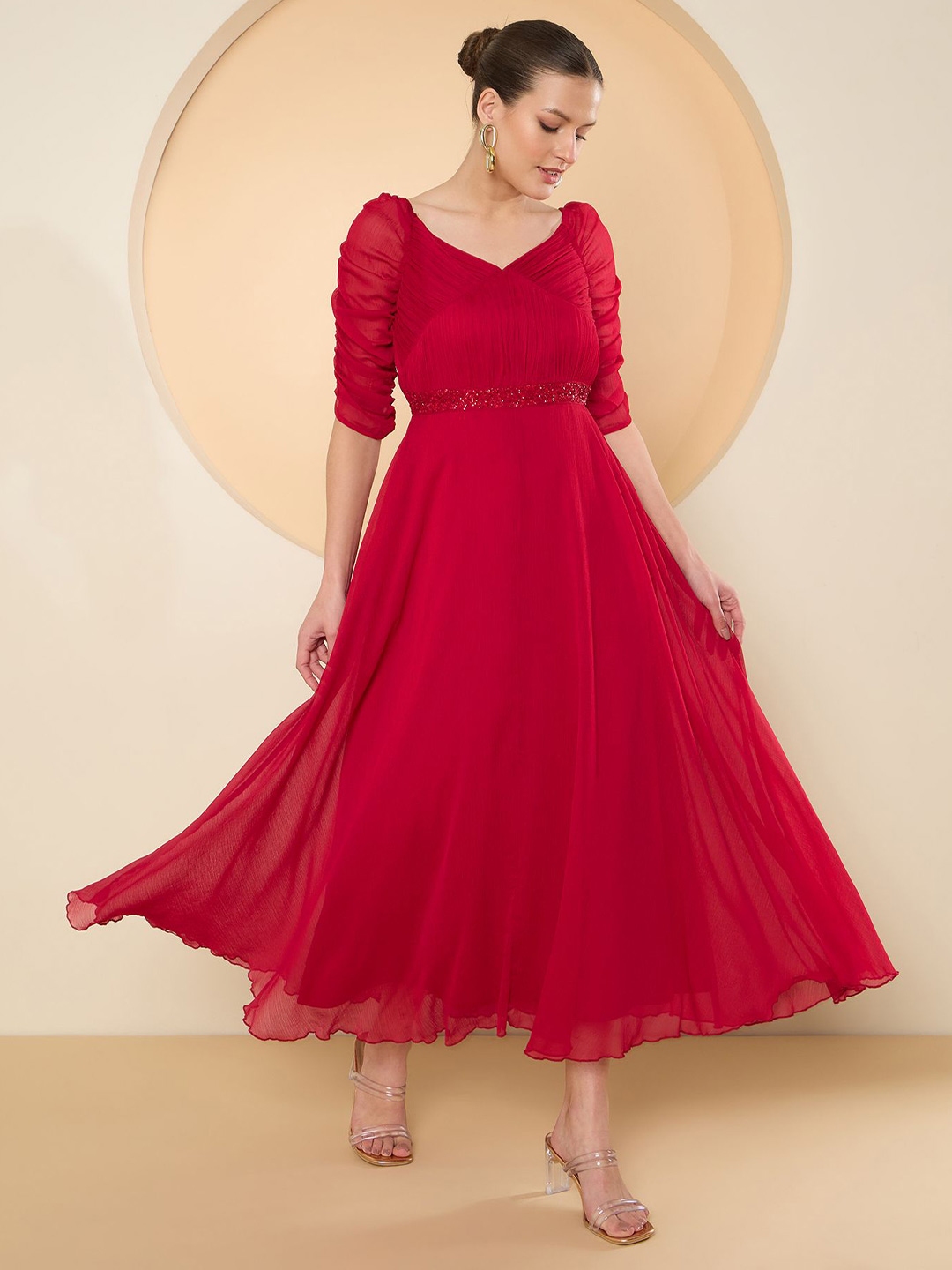Antheaa Women Chiffon Embellished Maxi Dress