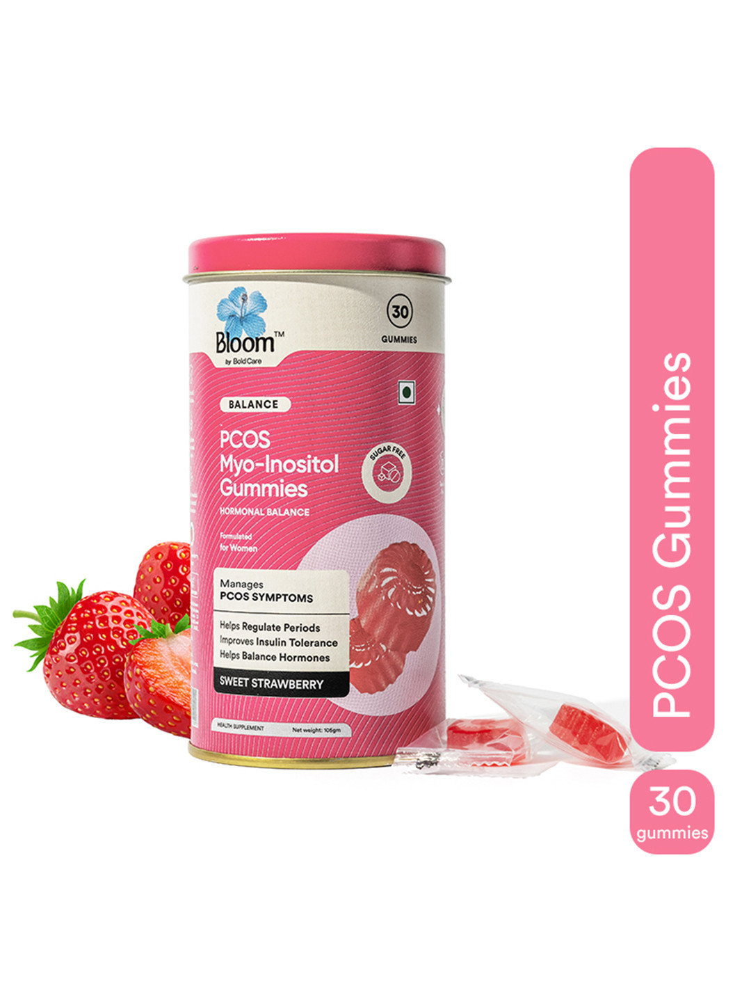 Bloom Pcos Gummies & Berberine + L-carnitine Supplement - 30 Gummies
