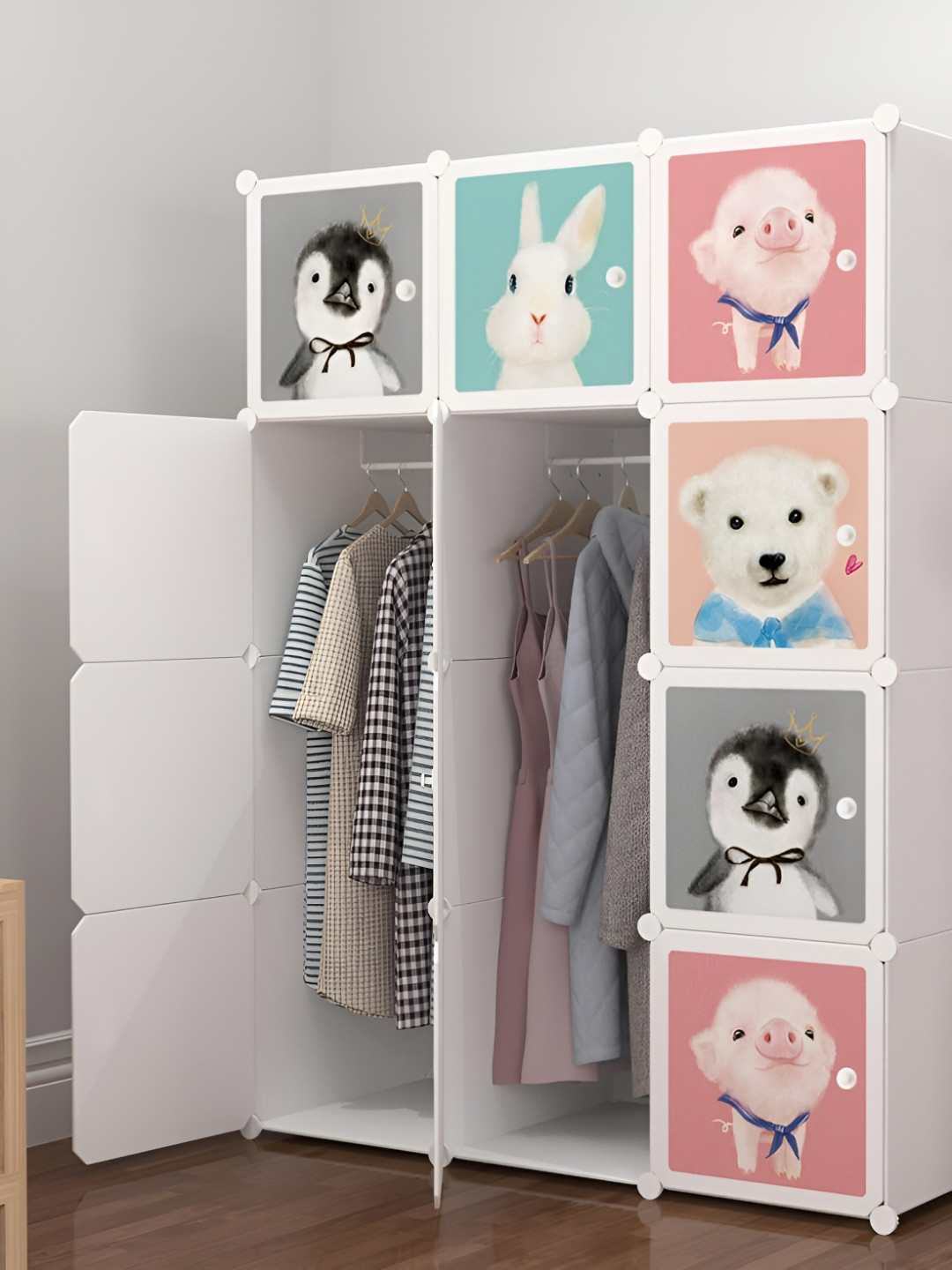 Sasimo White & Peach-Coloured Printed Reusable Multi-Utility Organiser