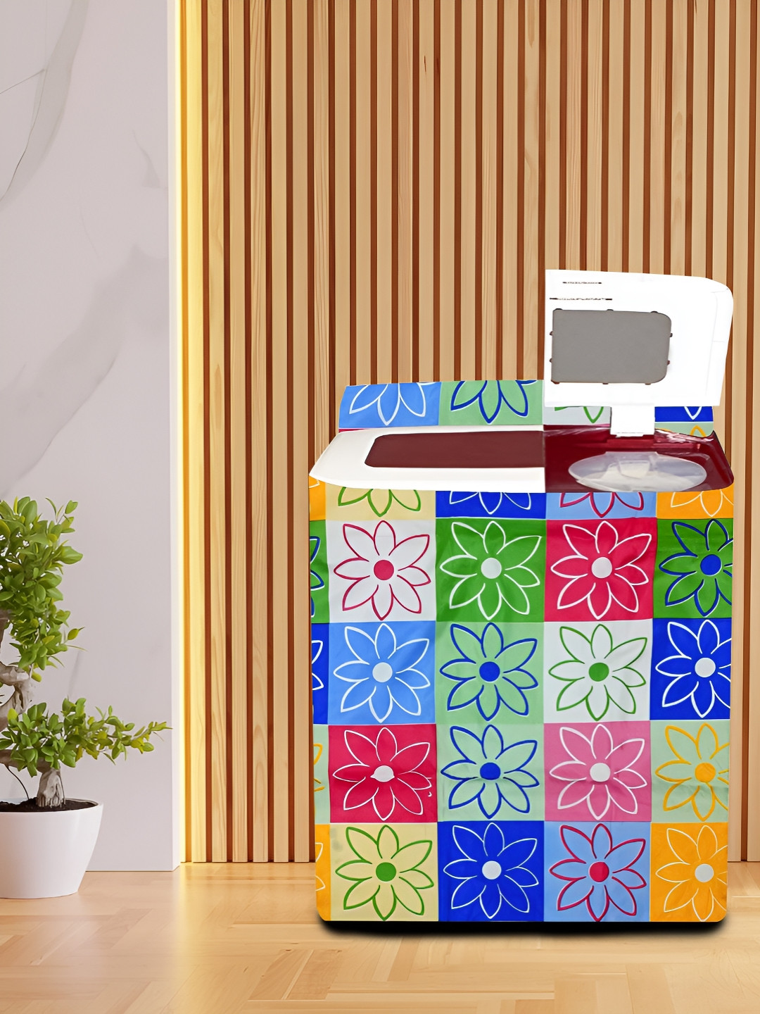 KANUSHI INDUSTRIES Blue & Pink Top Load Semi Automatic Washing Machine Cover