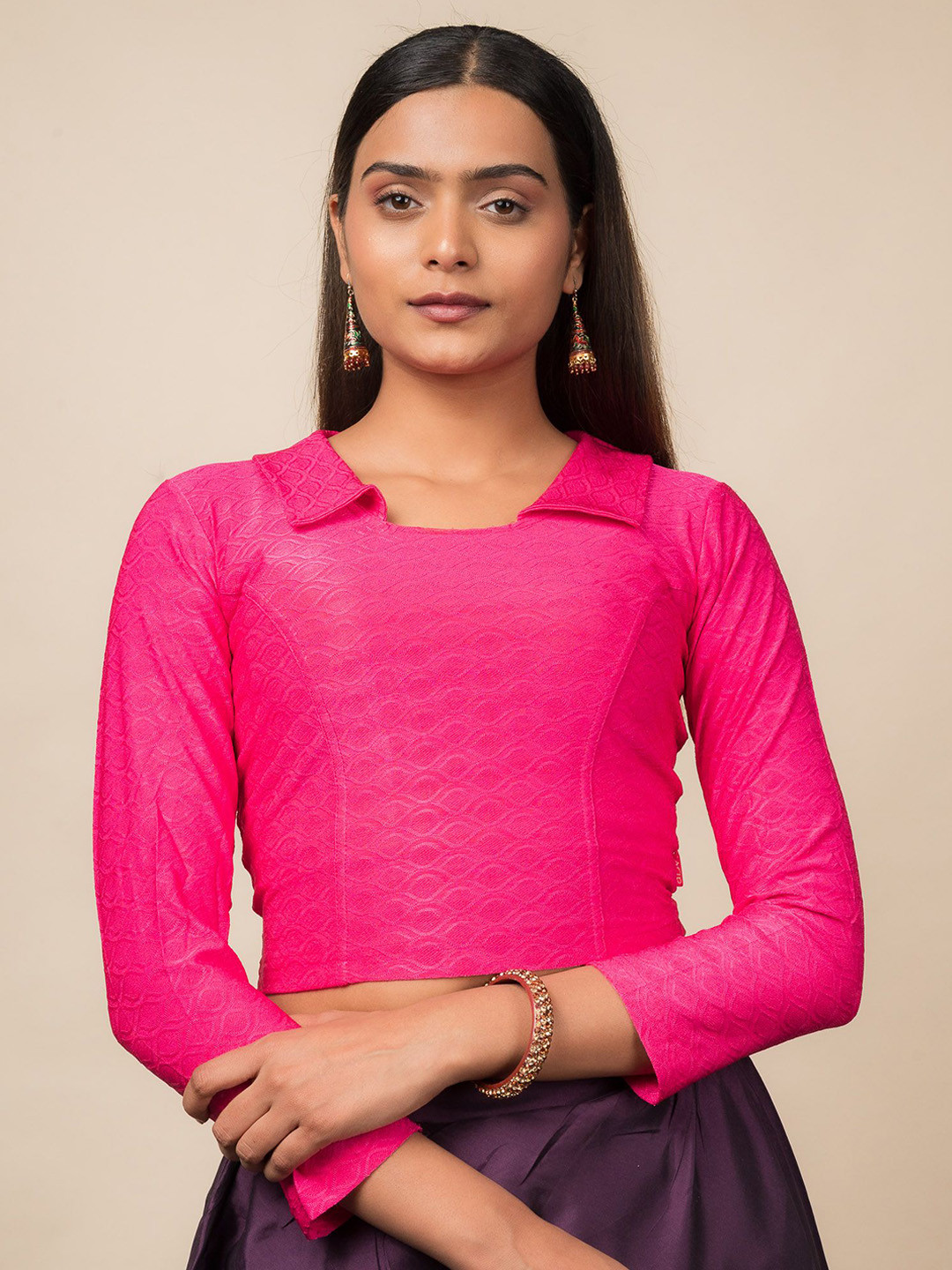 Bindigasm's Advi  Women Shirt Collar Woven Design Saree Blouse