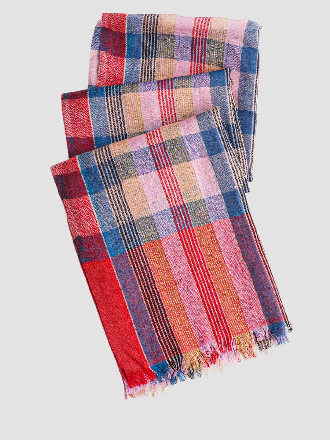 Tiara Royal Touch Checked Woven Design Woollen Shawl