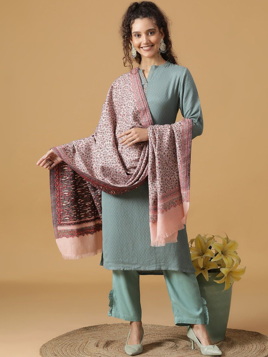 Tiara Floral Woven Design Royalty Meets Craftsmanship Kani Shawl