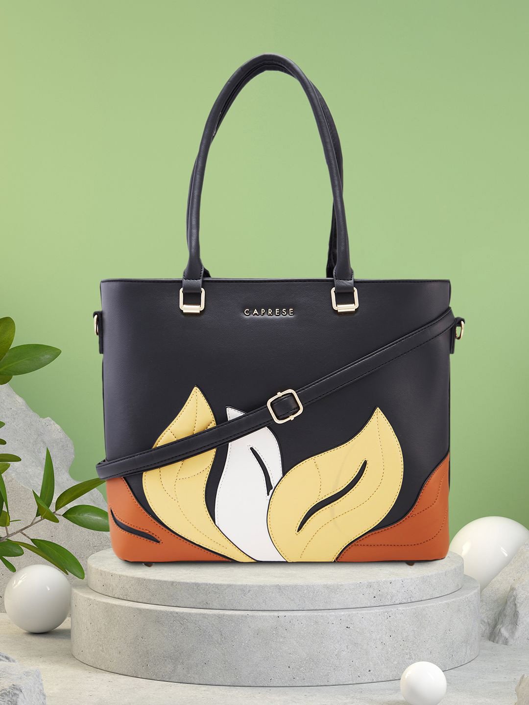 Caprese Sage Women Black Large Tote Bag