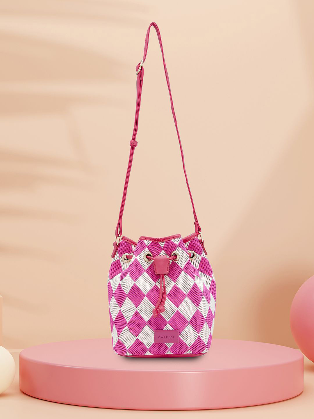 Caprese Checker Women Fuchsia Medium Sling Bag