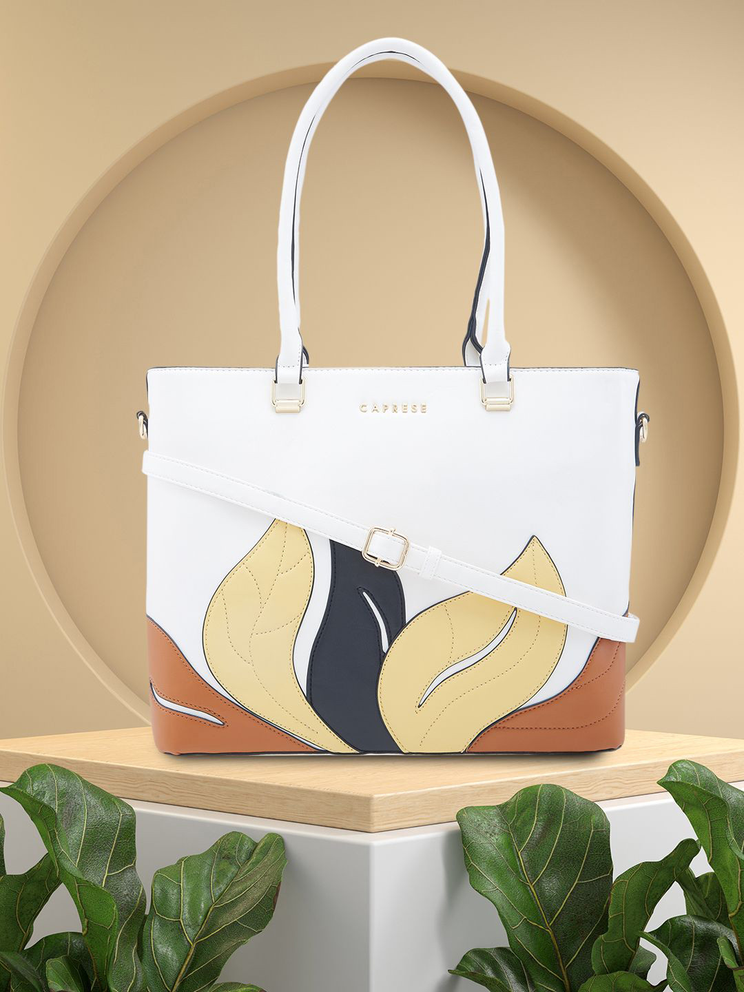 Caprese Sage Women White Large Tote Bag