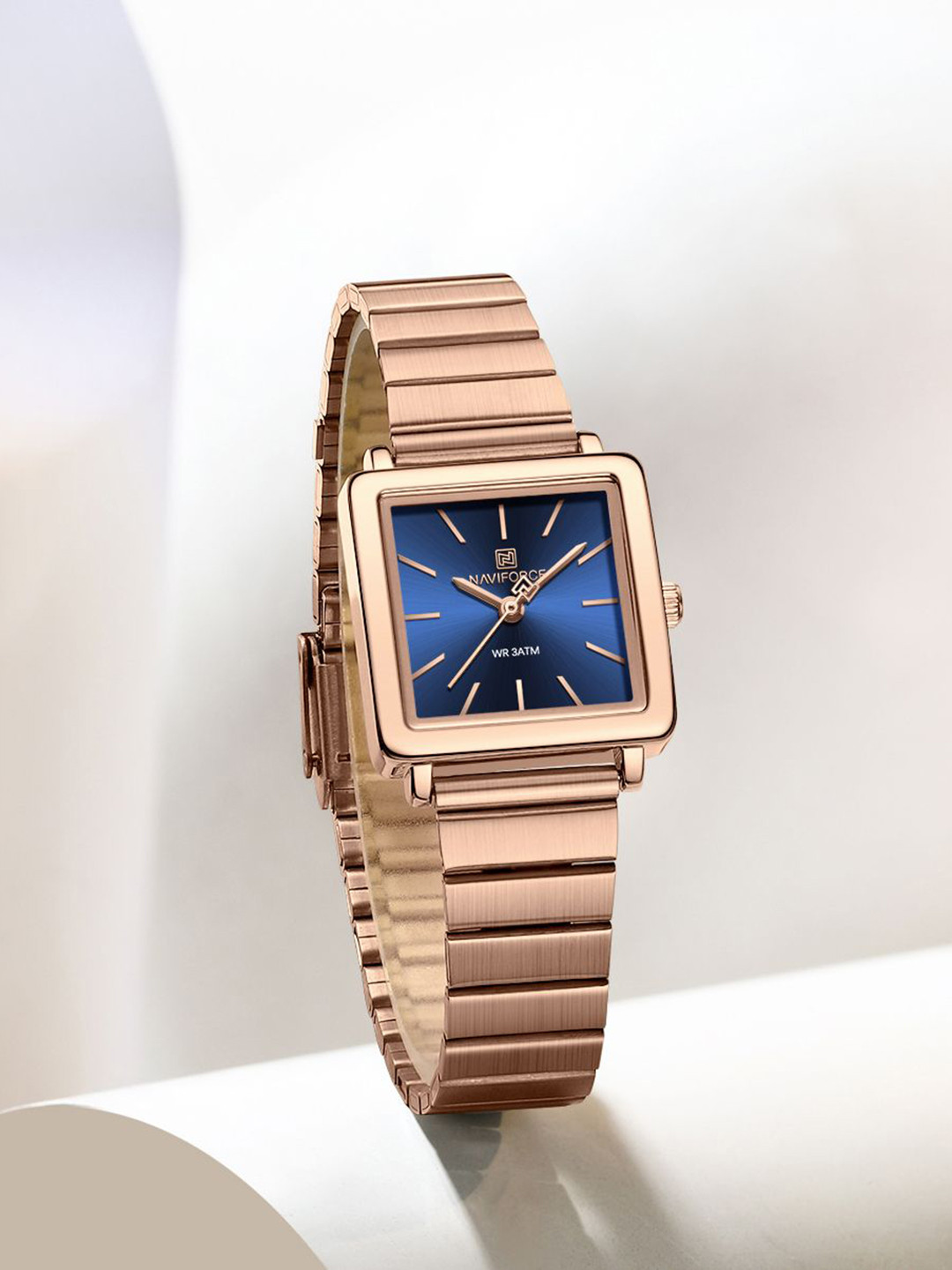 Naviforce Women Embellished Dial & Stainless Steel Straps Analogue Watch NF5048_RG BE RG