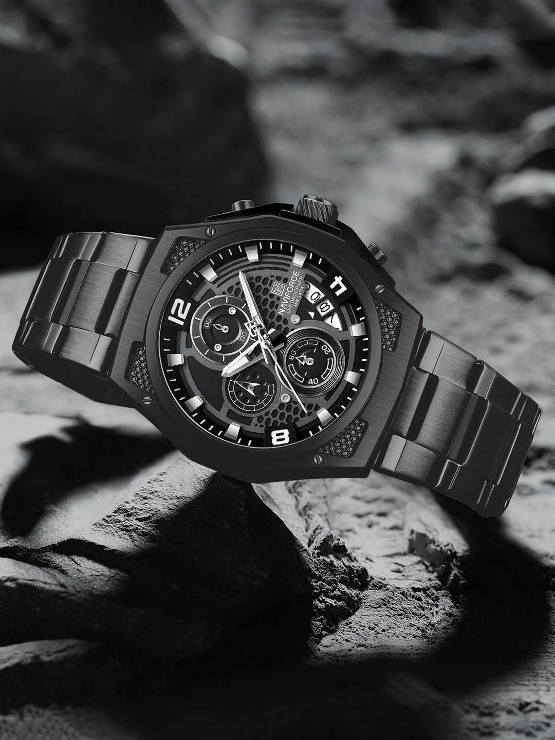 Naviforce Men Skeleton Dial Chronograph Analogue Chronograph Watch NF8051S_B B B