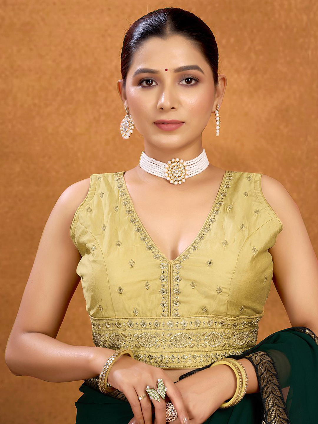 Kalini Embroidered Sequinned Fully Stitched Padded Blouse