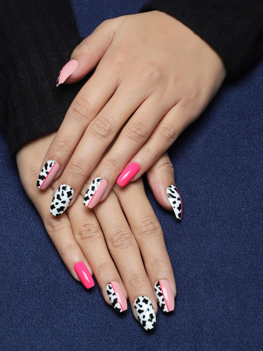 LICK  28 Pcs Reusable Matte Pink Acrylic Nail Artificial Nail Set