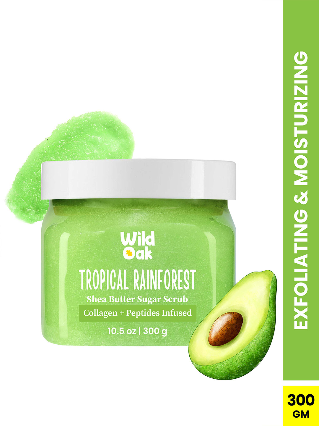 Wild Oak Tropical Rainforest Sugar Body Scrub with Ceramides & Hyaluronic Acid - 300g