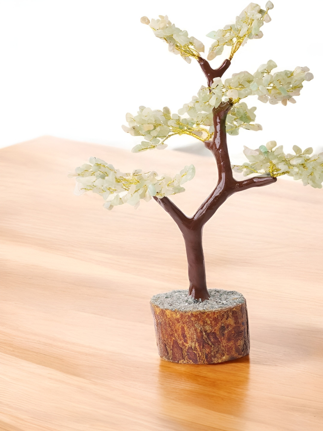 Shubhanjali Green Aventurine M Seal Tree 300 Green Wood Natural Living Room Medium Showpiece - 10 Inches