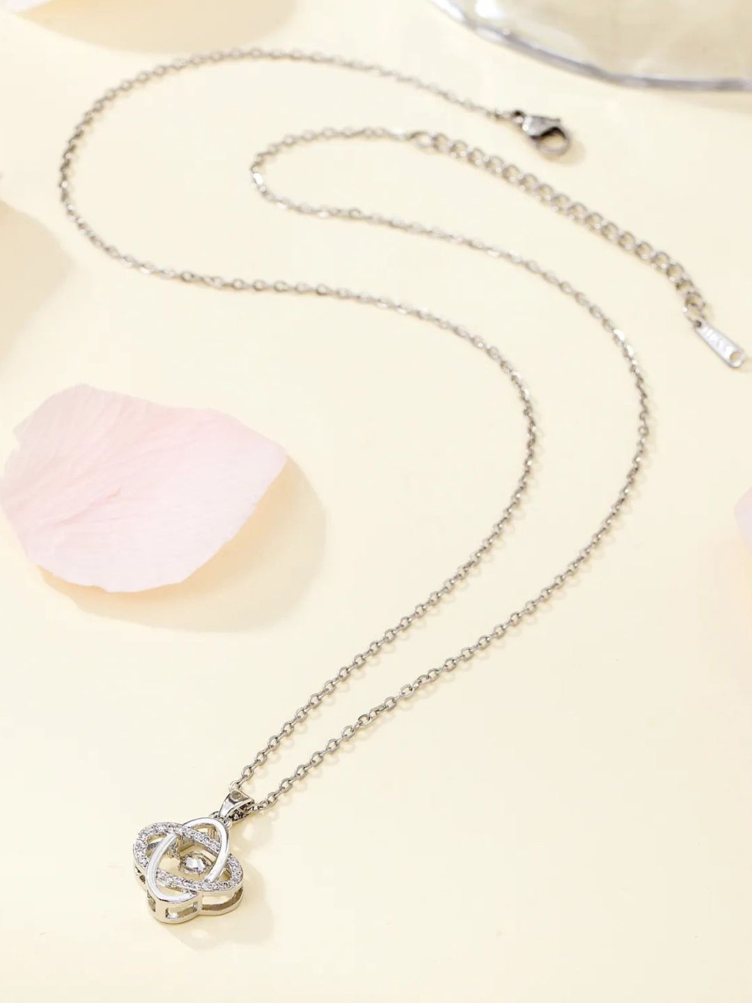 SALVE Silver-Plated Contemporary Pendant with Chain