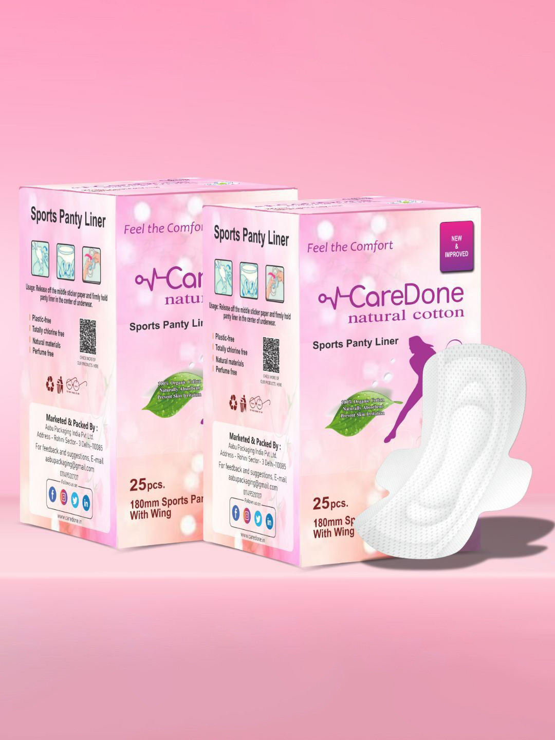 CareDone Ultra Thin Organic Cotton Panty Liner- 50 Pcs