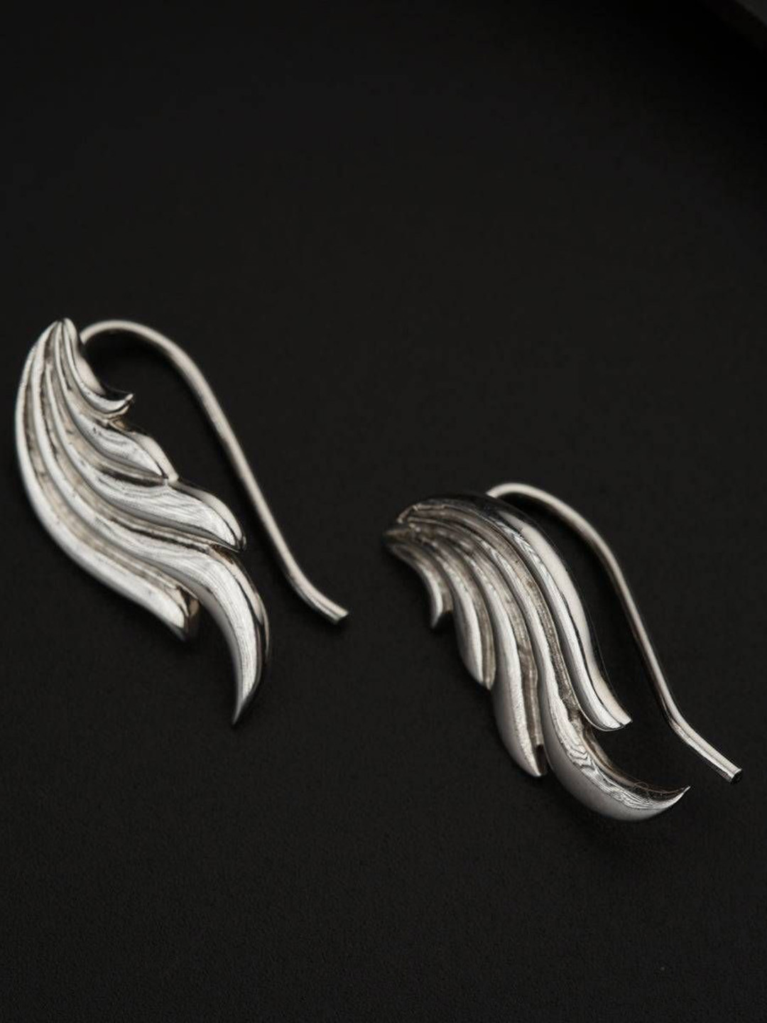 House of Aadyaa 925 Sterling Silver Feather Shaped Drop Earrings