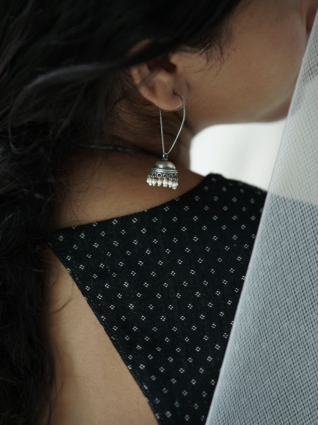 House of Aadyaa 925 Sterling Silver Classic Pearl Jhumkas