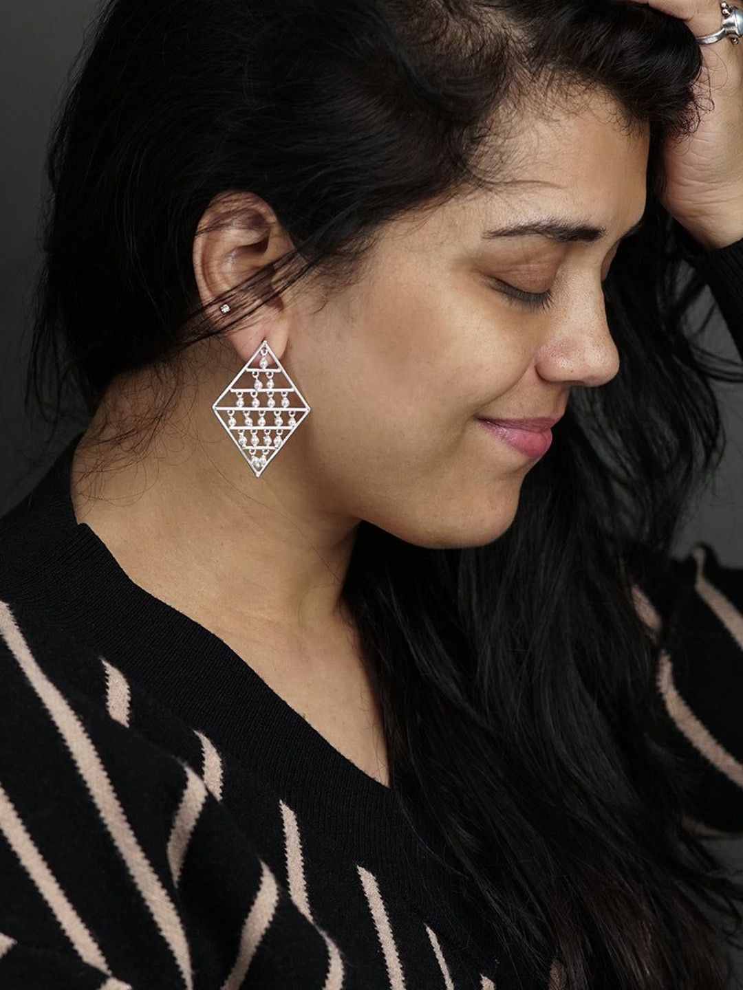 House of Aadyaa 925 Sterling Silver Classic  Beads Drop Earrings