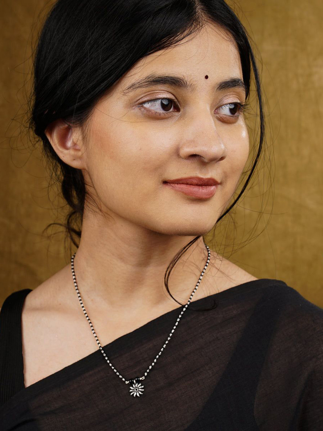 House of Aadyaa 925 sterling Silver Sun Charm Mangalsutra