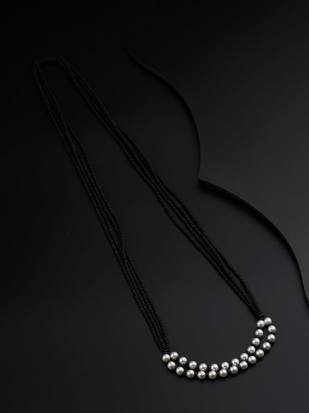 House of Aadyaa 925 sterling Silver Pearls Two Layer Mangalsutra