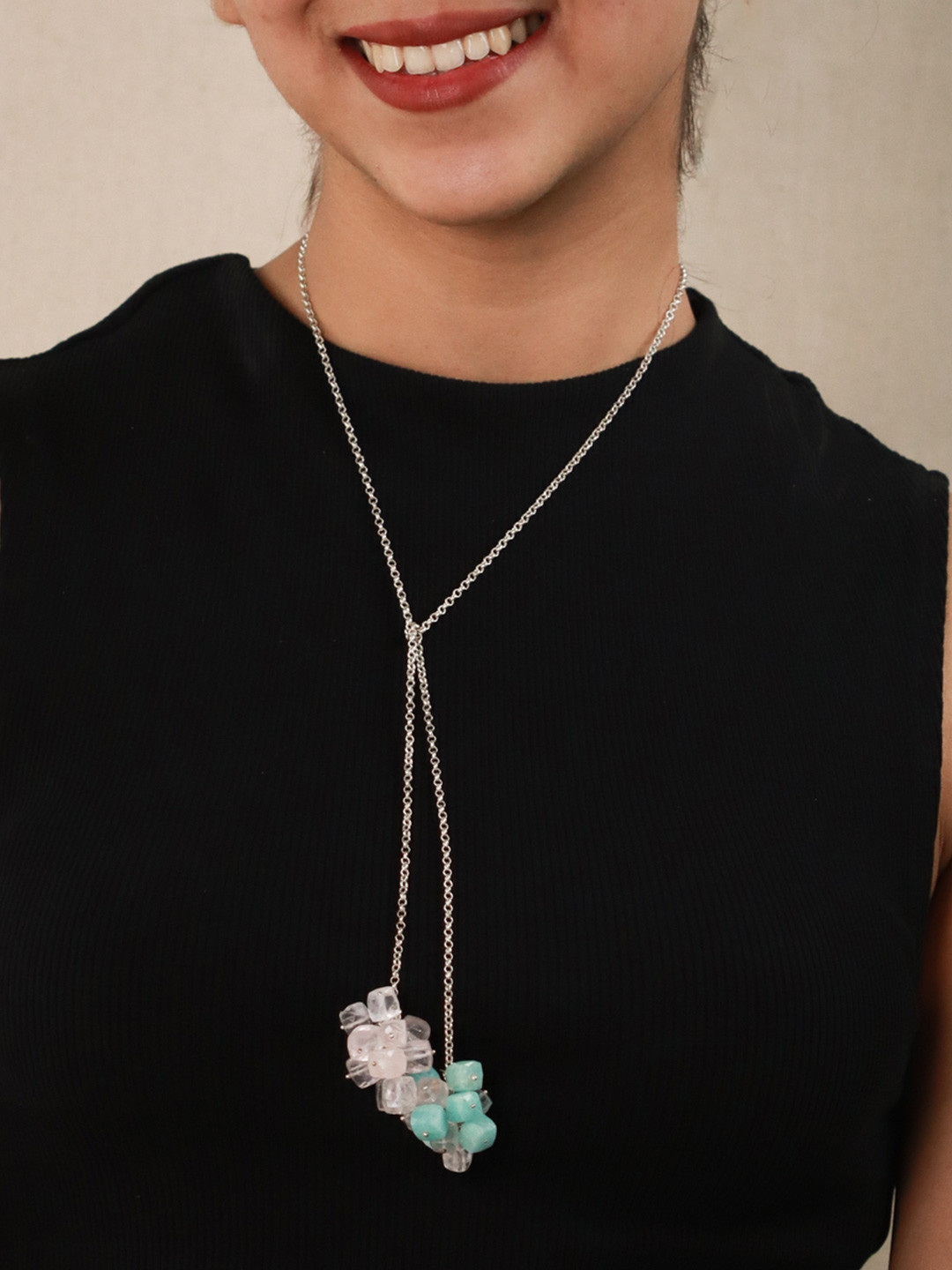 House of Aadyaa Tie & Wear Sterling Silver  Stones Studded Chain