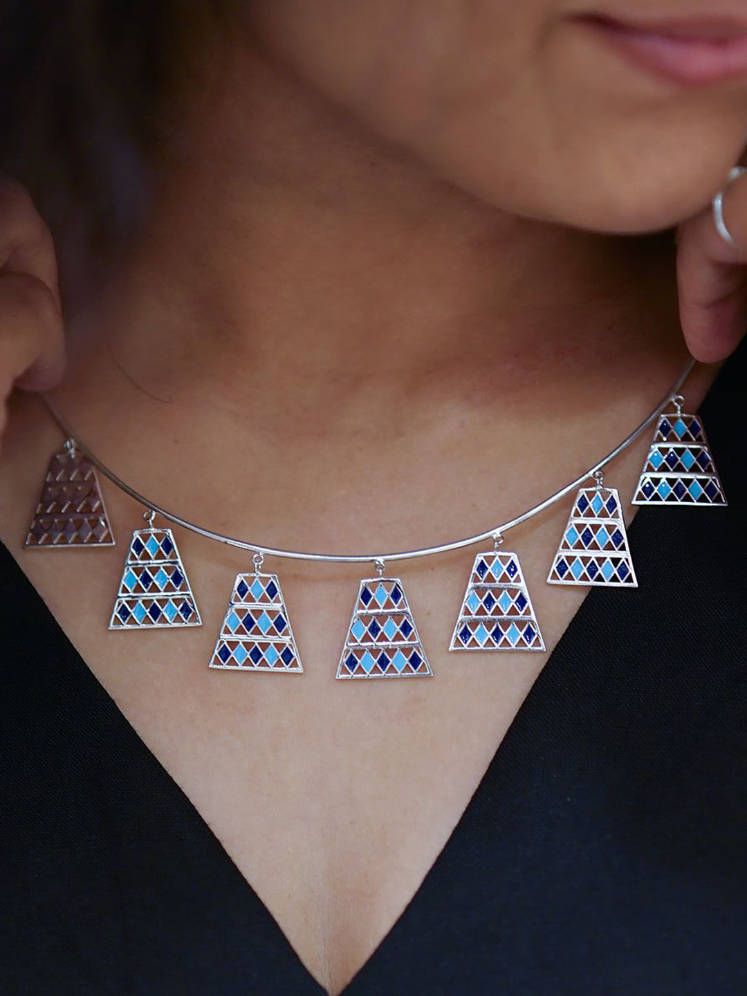 House of Aadyaa Silver Hasali Choker Jewellery Set