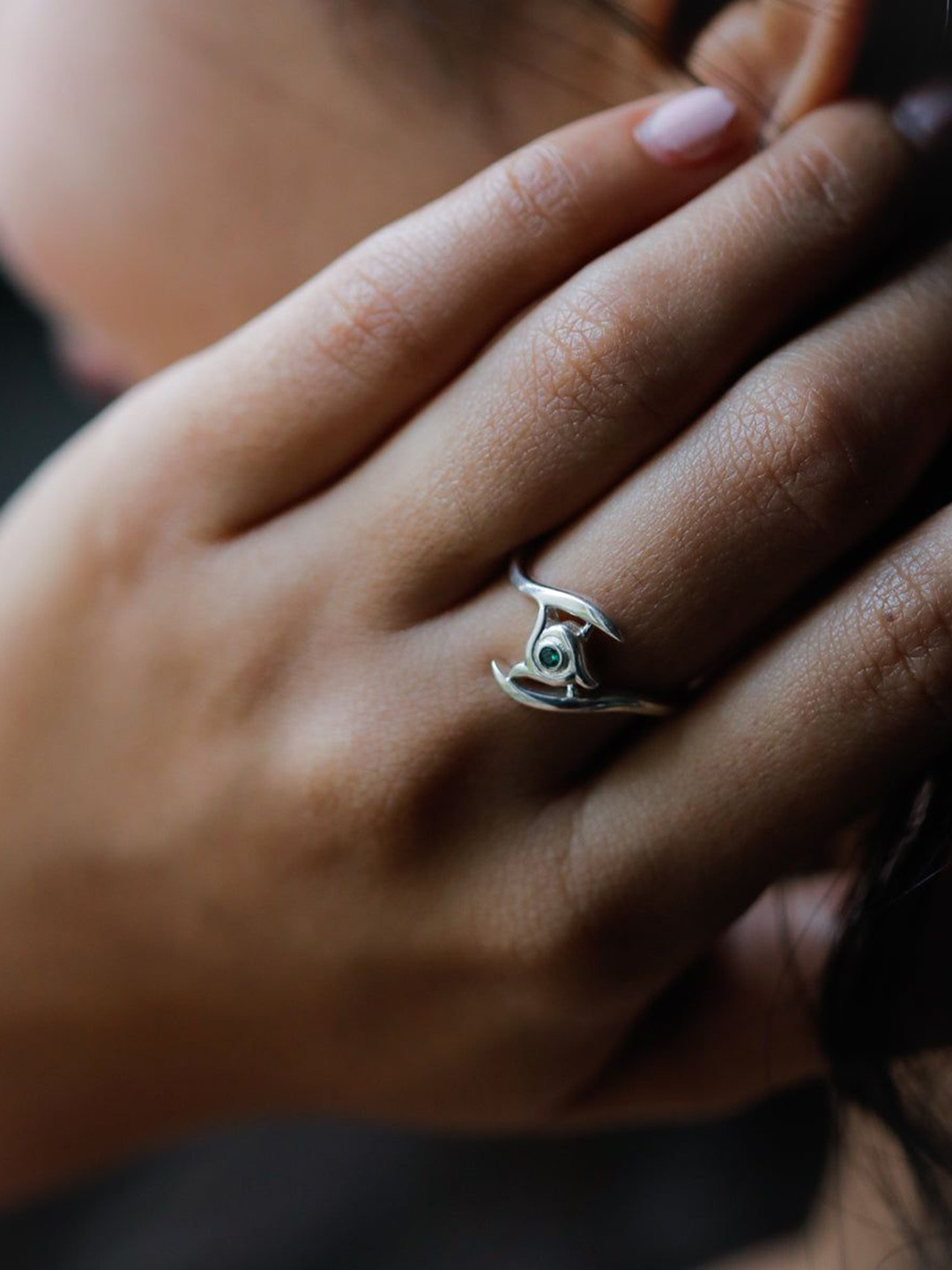 House of Aadyaa 925 sterling Silver Nakshatra Adjustable Finger Ring